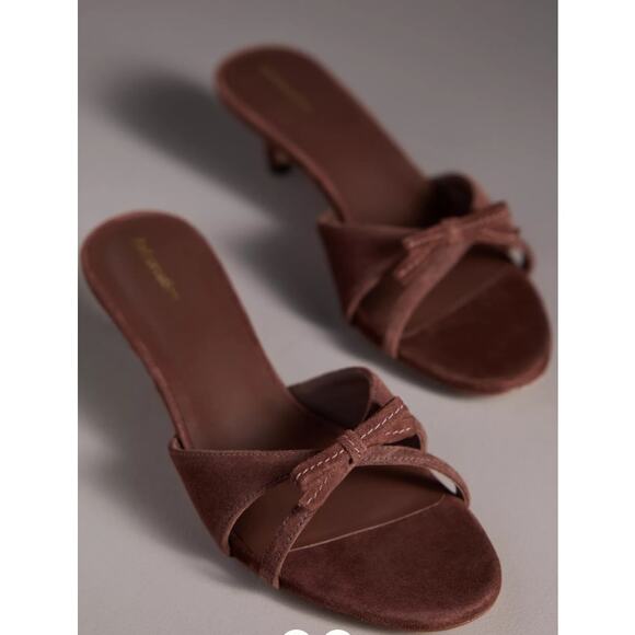 Reformation Stacy Espresso Suede Heeled Sandals Sz 9 - Picture 1 of 7